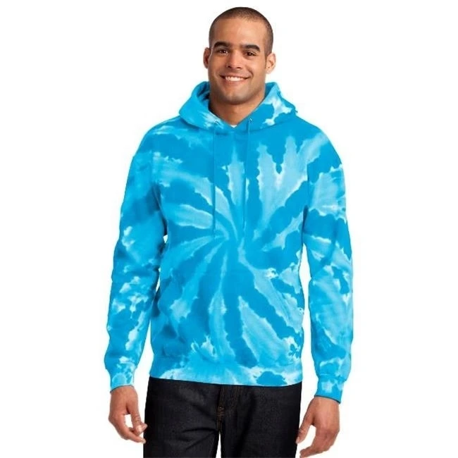 Port & Company PC146 Mens Tie-Dye Pullover Hooded Sweatshirt Turquoise - 2XL