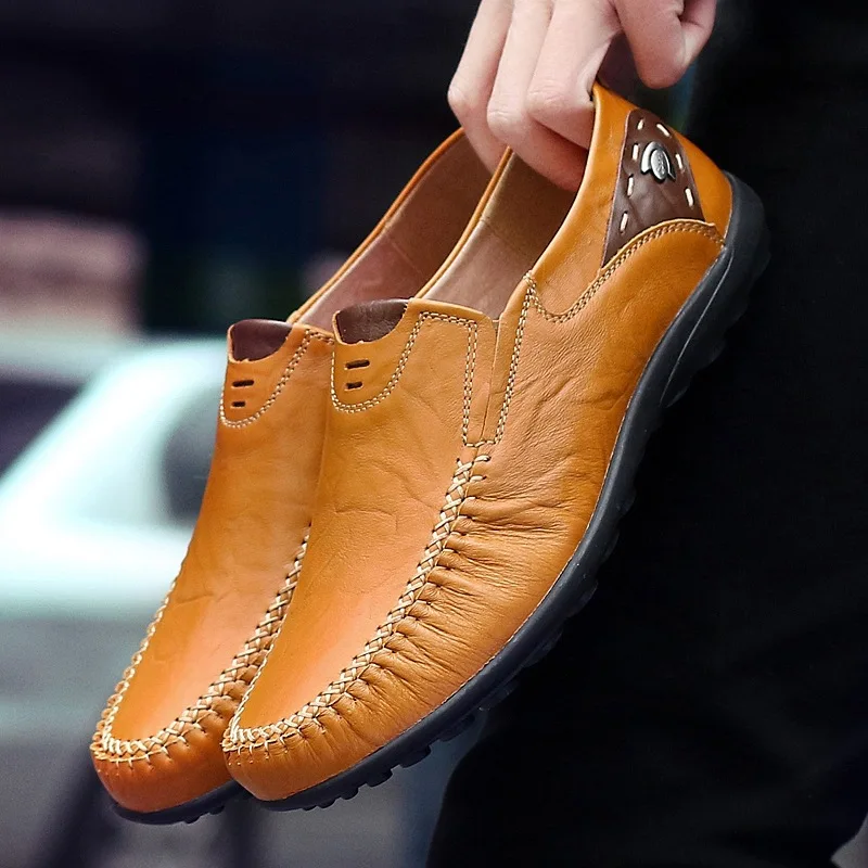 Большие размеры 38-47, мужская повседневная обувь в деловом стиле, дышащие мужские мокасины, мягкие кожаные мокасины, мужская обувь на