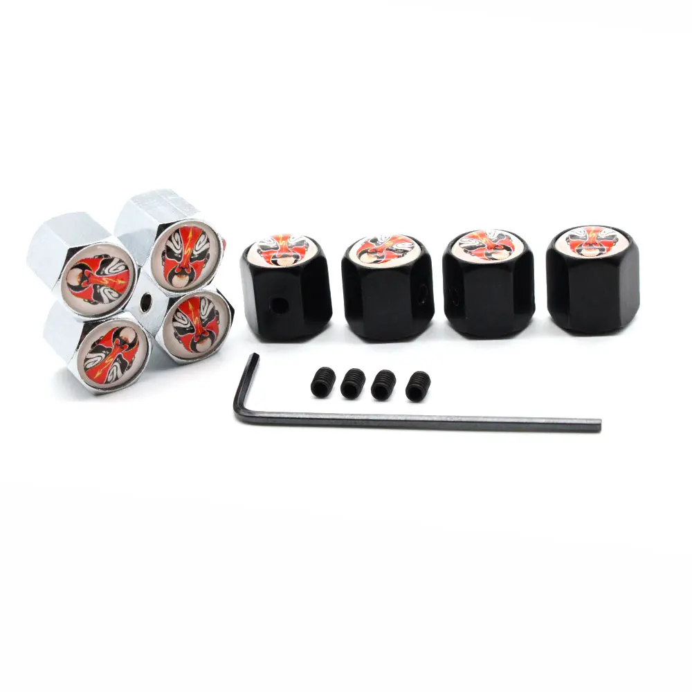 

5 Pcs/Set Car Styling Zinc Alloy Anti-theft Red Face Makeup Logo Car Tire Valve Caps Wheel Tires Tire Stem Air Cap Airtight Cove