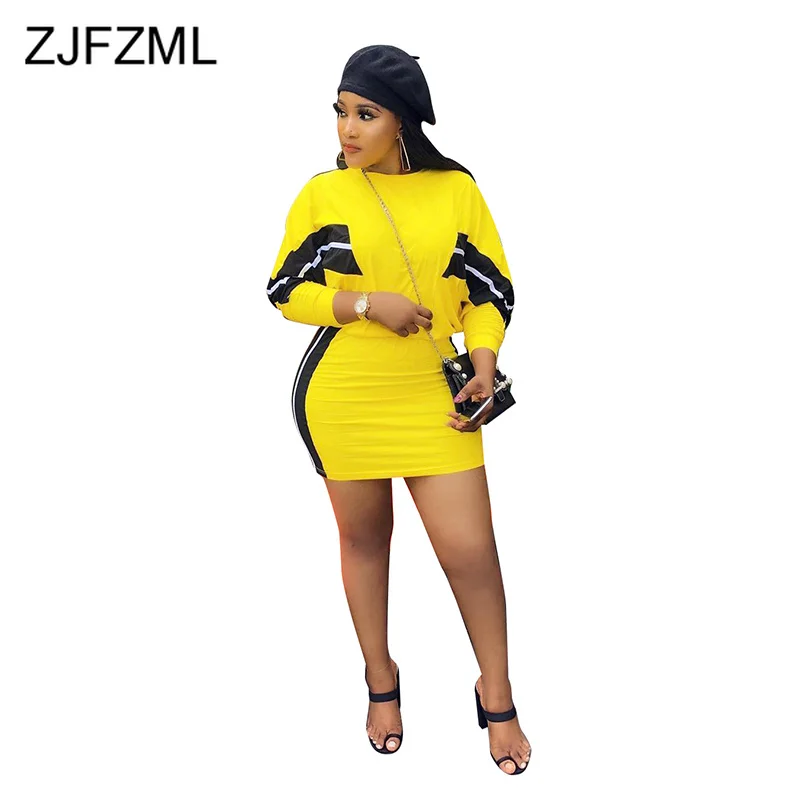 

Plus Size Sexy Two Piece Outfit For Women Long Sleeve Crop Top And Side Striped Bodycon Mini Skirts Sets Summer 2 Pcs Tracksuit