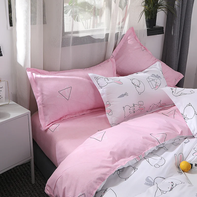 Комплект постельного белья с милым кроликом из мультфильма Lovely Rabbit Pink для