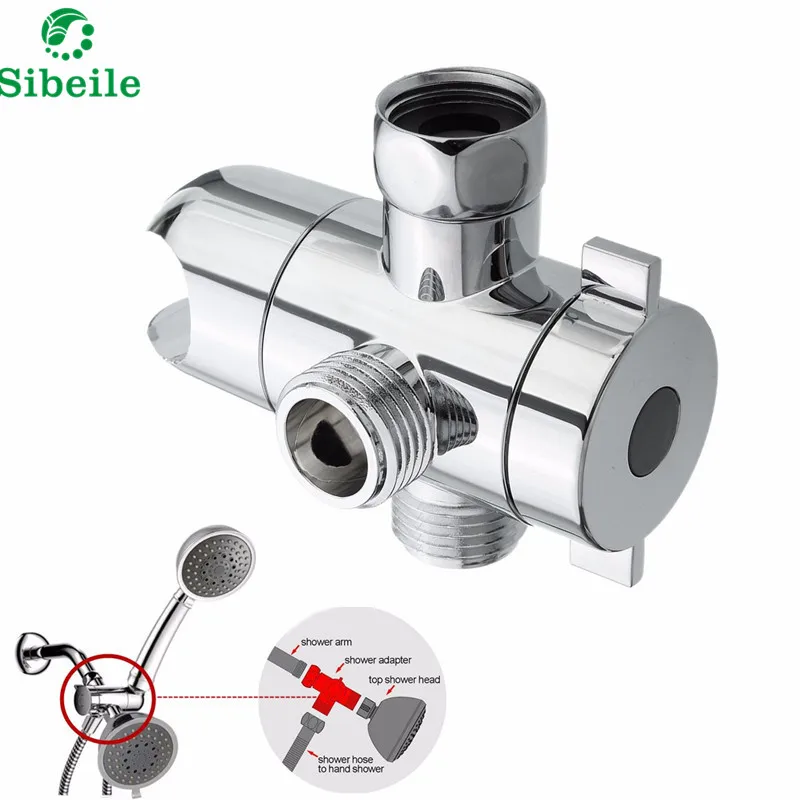 SBLE Multifunction 3 Way Shower Head Holder Water Saving Diverter Silver Polished Chrome Wall Mounted Shower Valve Fix Bracket