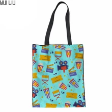 Женские матерчатые сумки, сумка на плечо с принтом фильма, сумки с короткими ручками для девочек-подростков, сумка для покупок, пляжная сумка Bolsa Mujer