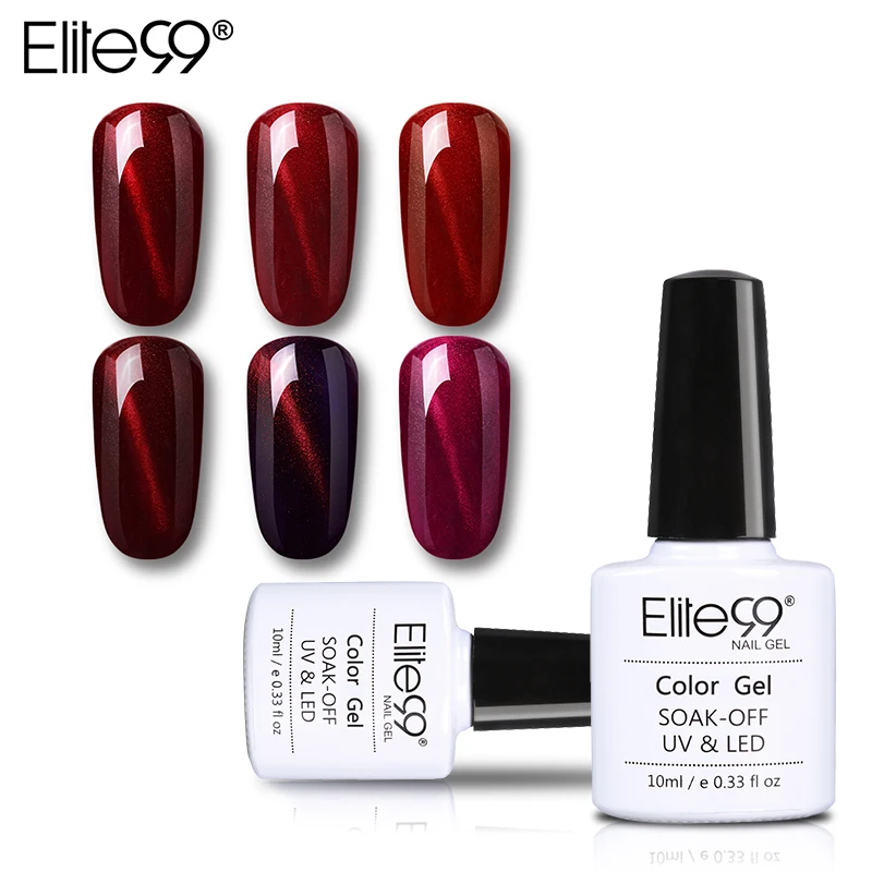 

Elite99 10ml Wine Red Cat Eye Varnish Soak Off DIY Semi-permanent Magnetic Nail Art Polish UV LED 3D Cat Eyes Gel Nail Polish