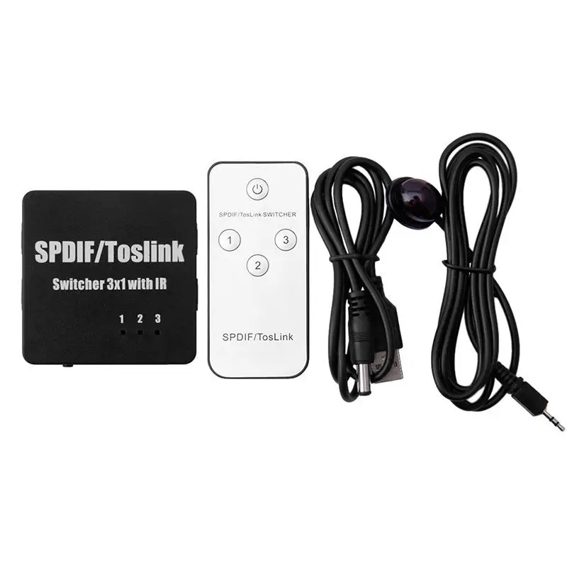 

3Ports for SPDIF/TOSLINK Mini Optical Digital Selector Audio Switcher Ptical Fiber Signal Splitter Box with Remote Control
