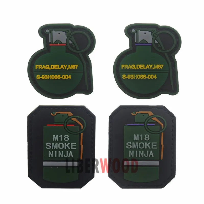 

TACTICAL ARMY MORALE AIRSOFT M18 Smoke Ninja Morale Klett M67 Frag Grenade Patch badge