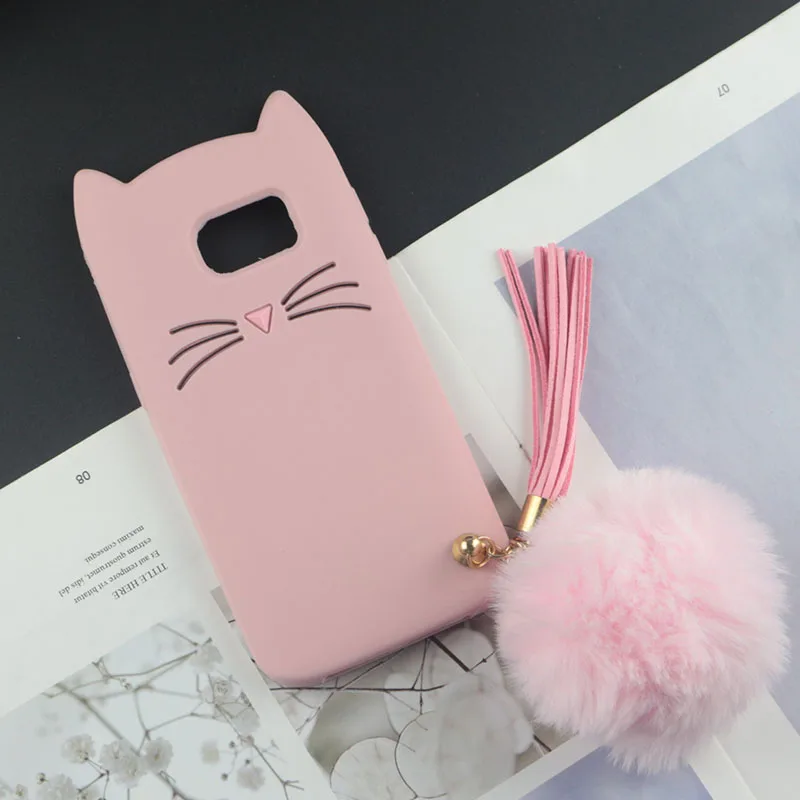 Для samsung Galaxy Note 9 8 5 4 3 S9 плюс S8 S7 край S6 S5 Neo S3 чехол s Япония блеск с котом черной бородой крышка в виде кошечки с милыми ушками чехол