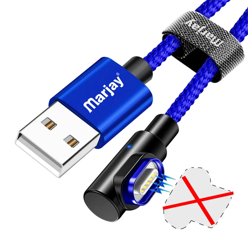 Магнитный usb-кабель Marjay type-C, 1 м, 2 м, 3 А, магнитный кабель для телефона, быстрое зарядное устройство, 3,0, USB type-C, зарядный шнур, мобильный провод для быстрого заряда - Цвет: Only Blue Cable