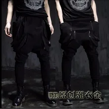 Осенне-зимняя обувь Для мужчин повседневная штаны-шаровары молния мульти-карман обтягивающие штаны шаровары парикмахер ночной клуб брюки певица костюм
