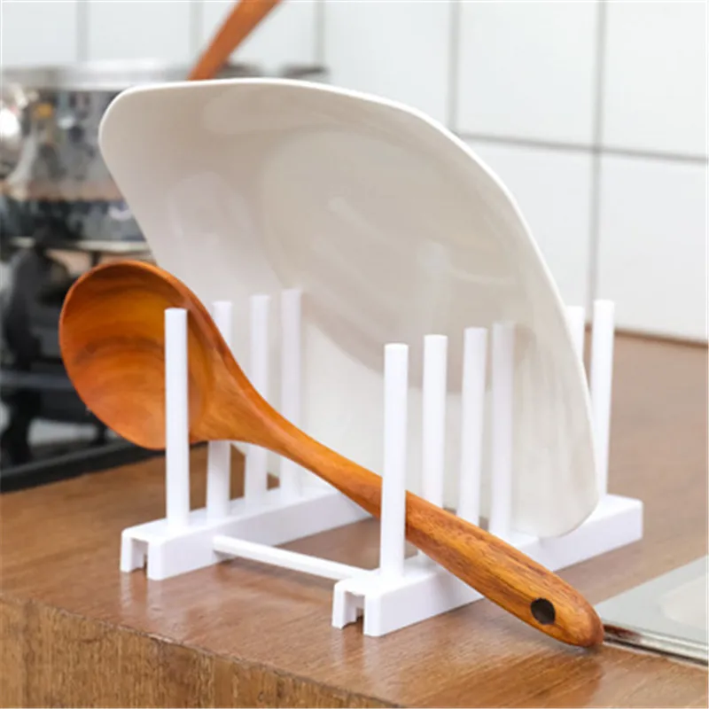 Кухонная полка белая пластиковая подставка для крышек кухонные принадлежности стойка для хранения Органайзер для хранения
