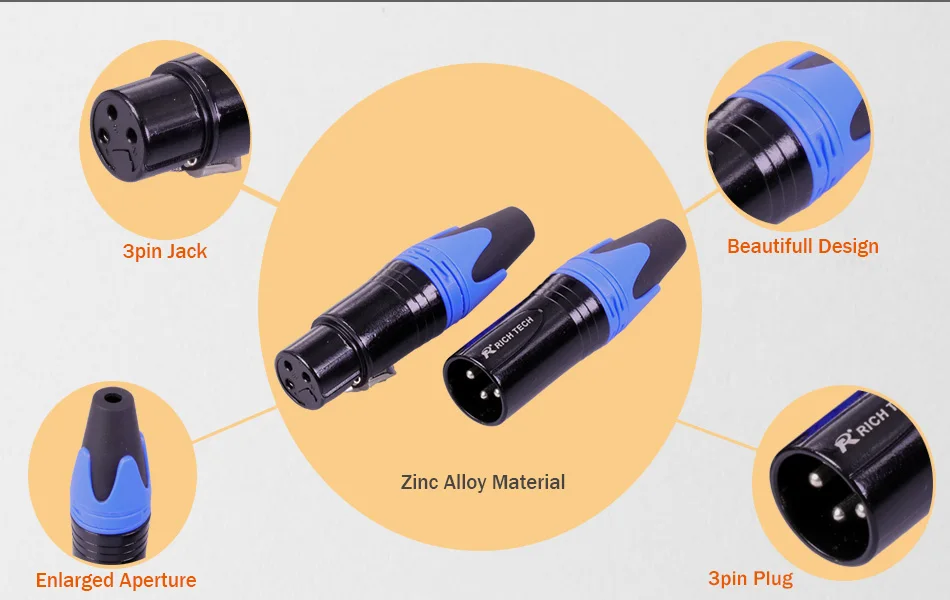 2PCS 3 Pin XLR Plug Jack Male  Female Microphone Connector MIC Adapter XLR Cable Termininal Audio Wire Connector 7 Colors.jpg 6