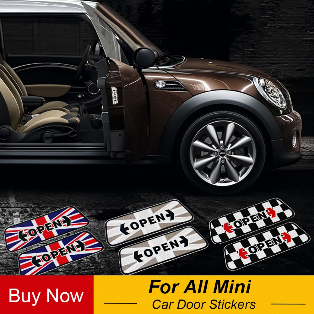 

2Pcs Car Door Open Warning Stickers Reflective Safety For Mini Cooper One S JCW R56 R55 F56 F55 F60 R60 Car Styling Accessories