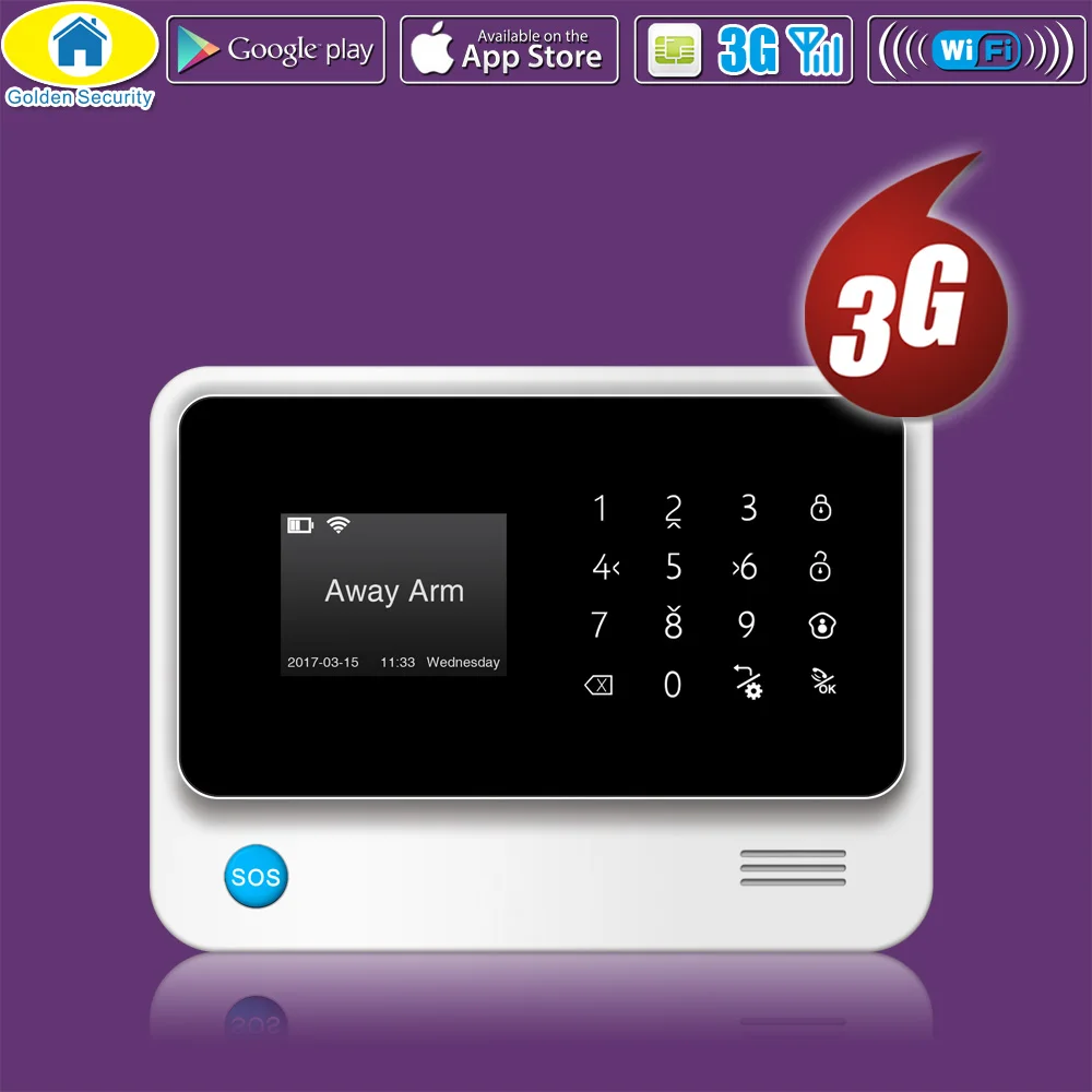 Golden Security G90B Plus+ 3G GSM WIFI GPRS APP Control Wireless Home Security Smart House Alarm System Fire Alarm Support CID