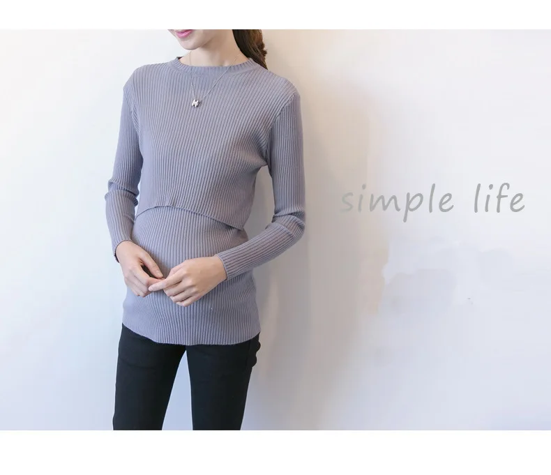 High quality Winter Maternity clothes Pregnant Nursing Knitted sweater Solid Fashion Tight elastic tops for pregnancy woman