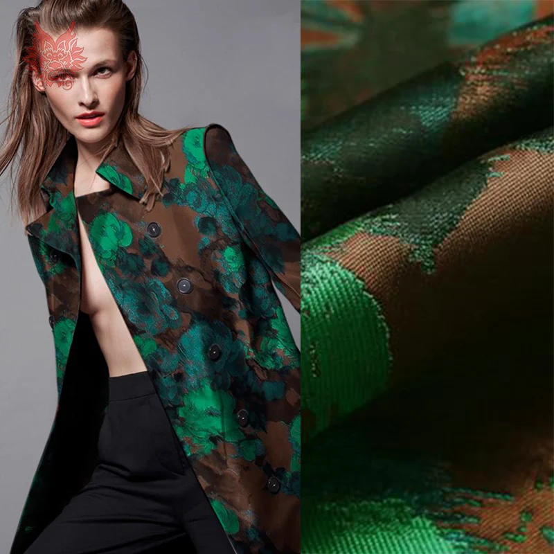 Высококачественный американский стиль зеленый flroal жаккардовая парча ткань для СПРИНТ осеннее пальто платье средней толщины ткани тела SP2334
