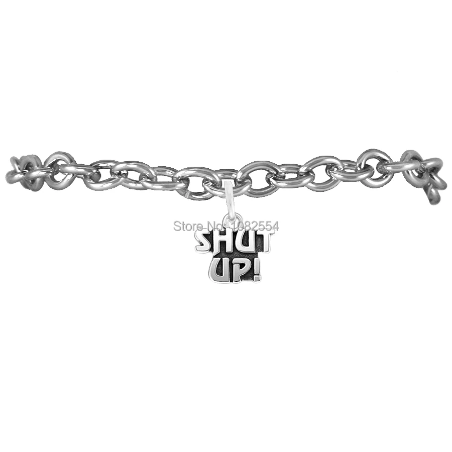 High Quality 50pcs Antique Silver Message Shut Up Orders Tag Pendant Bracelet | Украшения и аксессуары
