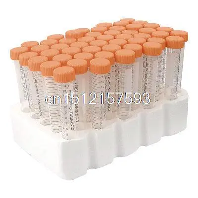 

15ml 0.5oz Graduated Micro Centrifuge Tubes Clear w Orange Caps 50 Pcs