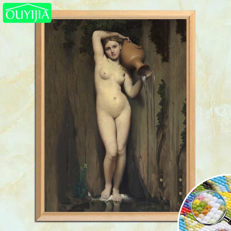 

World Famous Painting "The Source" 5D DIY Diamond Painting Square Diamond Embroidery Rhinestones Mosaic Decoration Picture