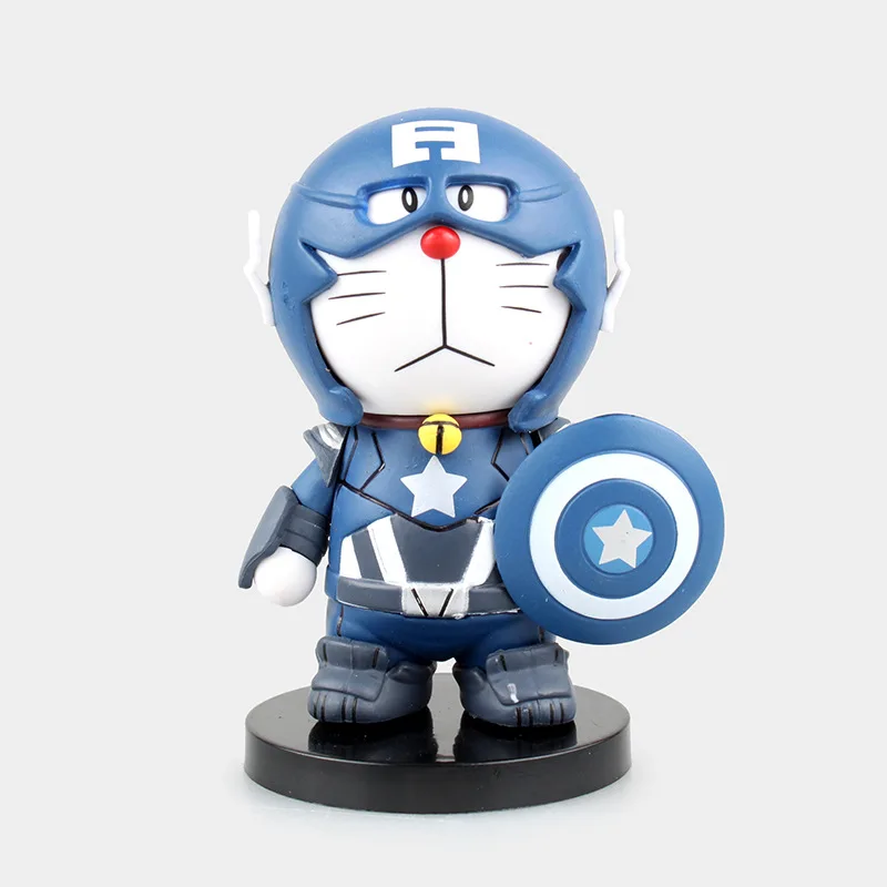 NEW1pcs 8cm pvc Japanese anime figure Doraemon cos Captain American