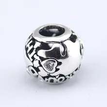 Подходит для Pandora Браслеты по всему миру ажурные талисманы с Ясно CZ 925 пробы серебряные ювелирные изделия бусины