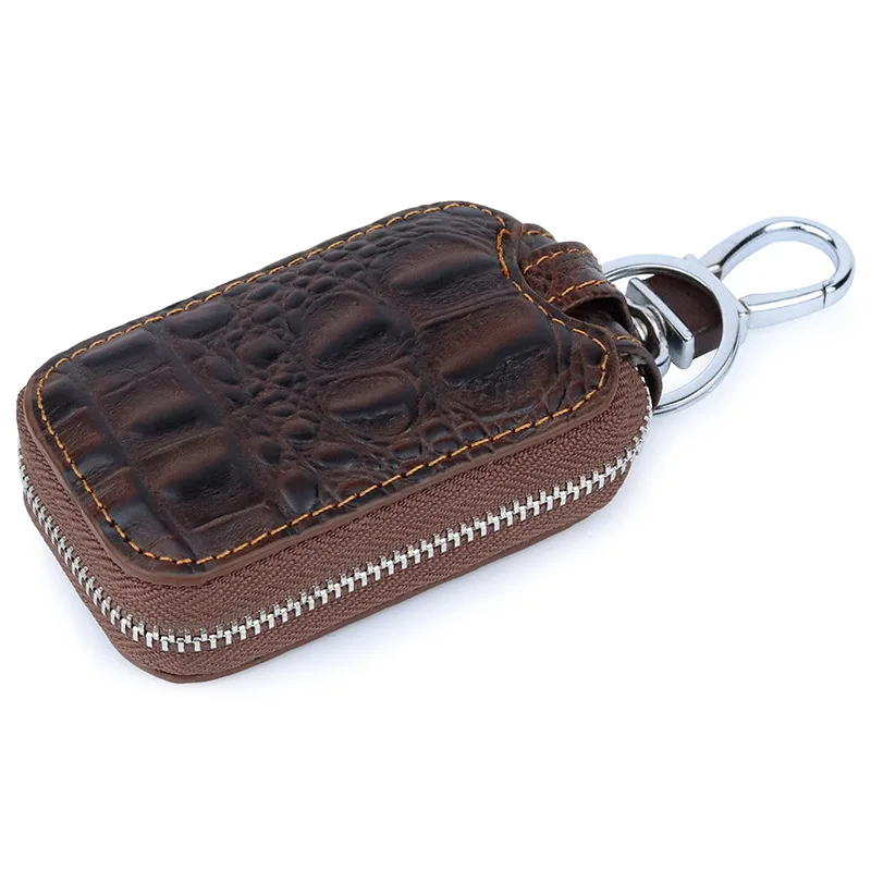 

Fashion Men Genuine Leather Crocodile Pattern Car Key Holder Ring Purse Keychain Wallets Bag Case Cover for Boys Coin