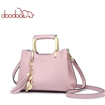 

DOODOO Brand Women Handbag Tote Bag Female Shoulder Crossbody Bags Small Pu Leather Top-handle Tassel Messenger Bags 3 Colors
