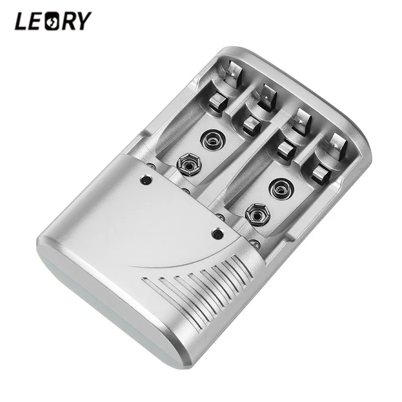 LEORY 4 слота AA AAA 9 в Ni-MH/Ni-Cd зарядное устройство светодиодный индикатор гибридная зарядка перезаряжаемое смарт-зарядное устройство для AA AAA Ni-MH