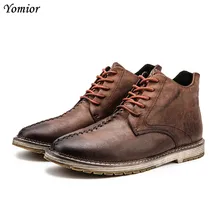 Yomior/Роскошные Брендовые мужские ботинки из натуральной кожи высокого качества; ботильоны с острым носком; модные повседневные рабочие мотоботы ручной работы