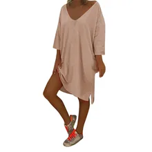 JAYCOSIN 5xl, женские платья больших размеров, женские платья из полиэстера с большим v-образным вырезом, сексуальные однотонные Женские повседневные летние платья больших размеров