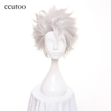 Ccutoo мужской отбеливатель Hitsugaya Toushirou короткий Серебряный Белый слоистый пушистый Синтетический Косплей волос парики термостойкие волокна