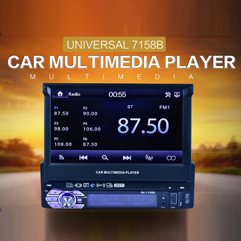 

1DIN Car Multimedia Player Automatic Retractable Double Screen Car Monitor Bluetooth SD USB Charger Free Shipping