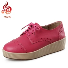 font b Women s b font Shoes Vintage Creepers Brogue Lace Up Oxfords Leather Flats