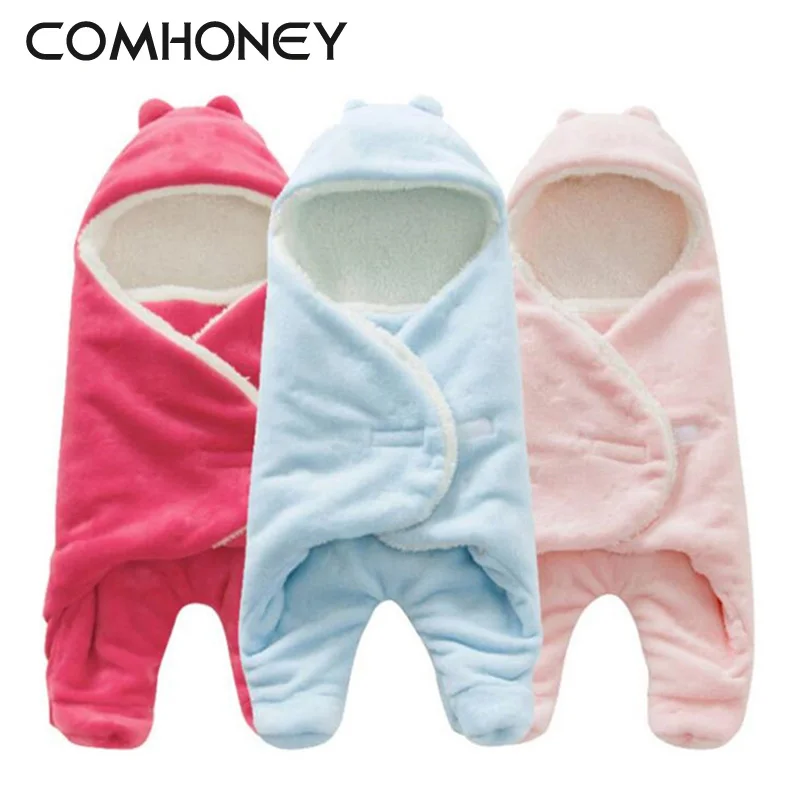 

Baby Blanket Envelope Swaddle Winter Wrap Coral Fleece Newborn Blanket Sleeper Infant Stroller Wrap Toddlers Baby Sleeping Bag