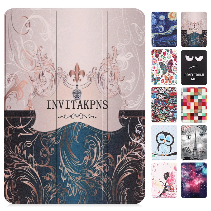 

Vintage Painted Case for New IPad Pro 11 2018 PU Leather Smart Cover Case for IPad Pro 11 Inch Case Support Attached Charge Pen