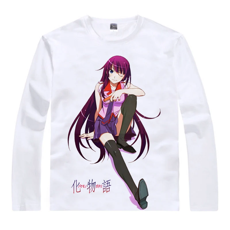 Coolprint аниме рубашка Bakemonogatari Nisemonogatari футболки длинные Hitagi Senjyogahara Mayoi Hachikuji Косплей рубашки в японском стиле