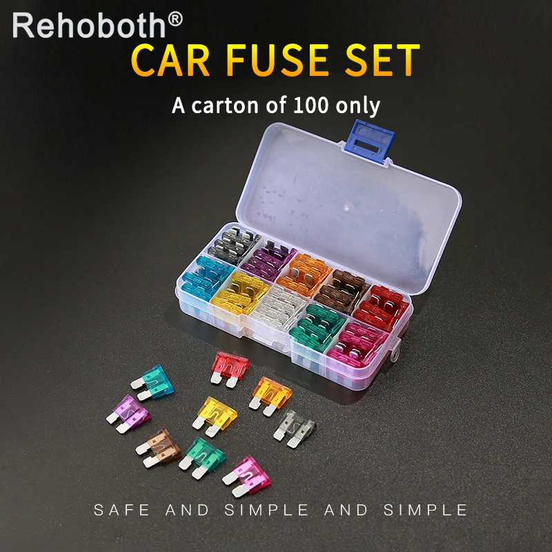

100pcs Mixed Mini Blade Fuse Zinc Alloy and Plastic Material Blade Fuses Assortment AMP Set For Automotive Car Truck