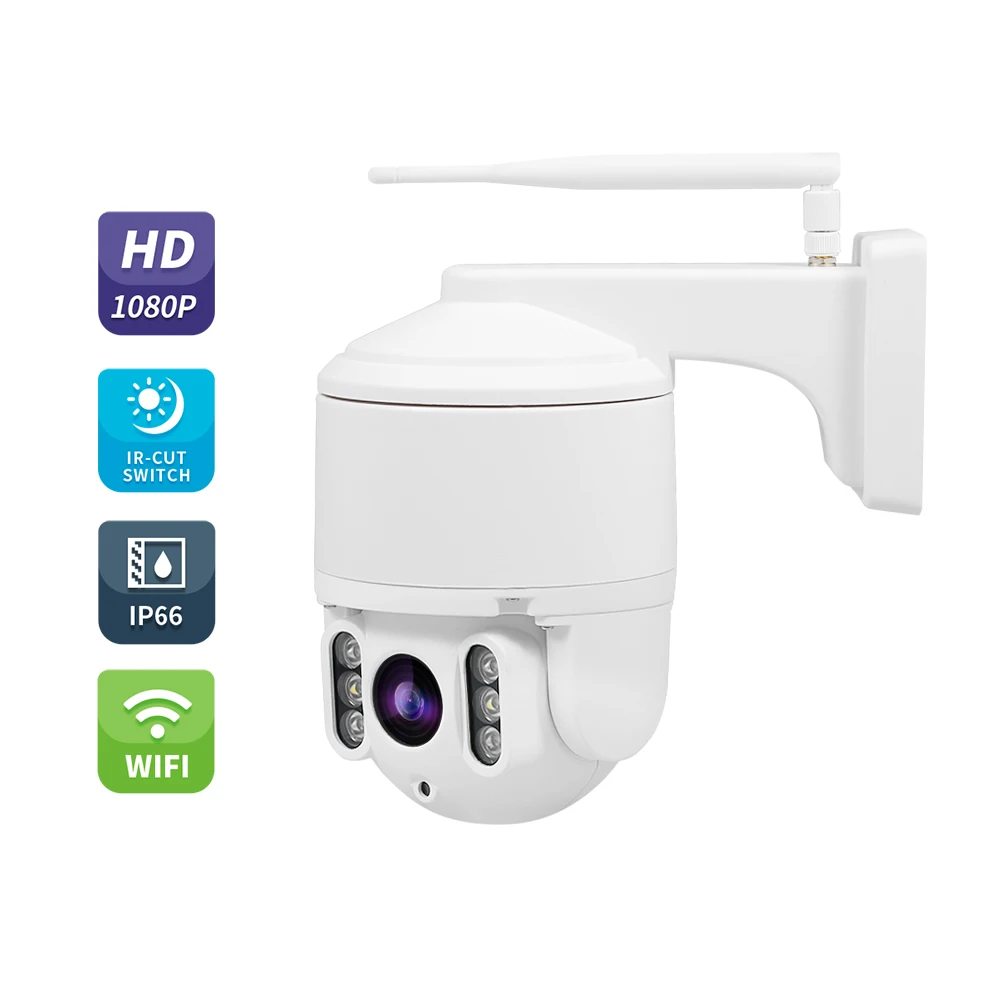 

1080P Outdoor WIFI Aluminium Alloy Housing PTZ Camera Security IP Camera Auto Alert IR Night Vision Two-way Audio Dome Camera