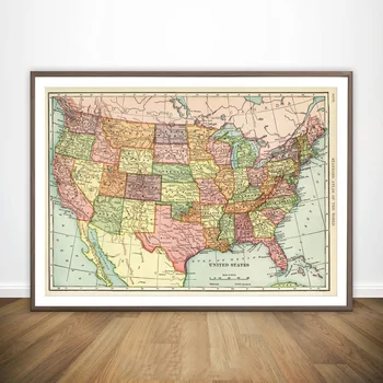 

The United States of America USA Map Wall Decor Canvas Prints Canvas Art Poster Oil Paintings No Frame