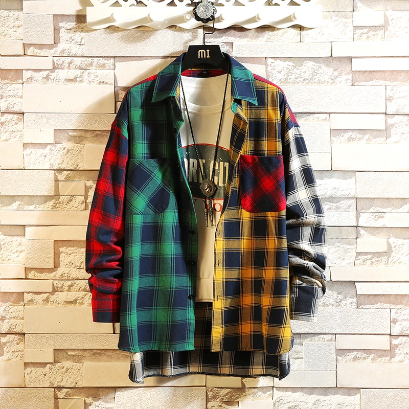 Men Plaid Shirts New Spring Autumn Long Sleeve Shirts Outwear Casual Loose Shirts For Man and women Size 3XL Dropshipping