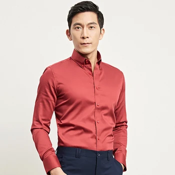 

2019 Brand New Arriv Spring Long Sleeve Business Suits shirts Solid Color Regular Fit Shirt Business Casual Mens Dress Shirt F02