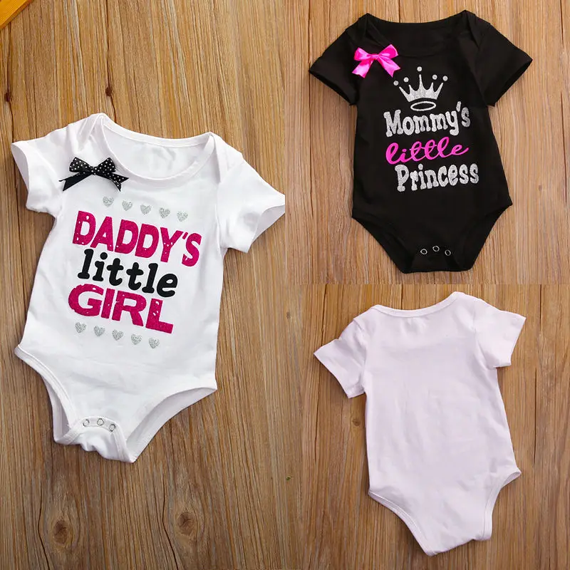 

2018 Summer Letter Newborn Infant Baby Boys Girls Romper Jumpsuit Clothes Outfits One pieces White Black Baby Clothing 0-18M