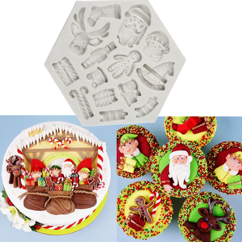 JeVenis Gingerbread Christmas Cake Mold Christmas Cake Decorations Deer Cake Mold Gingerbread Man Cake Mold