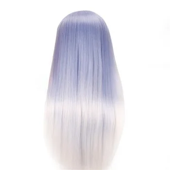 CAMMITEVER-Maniquí de pelo sintético para mujer, cabeza de maniquí azul y blanco para peluquería, maniquíes de entrenamiento