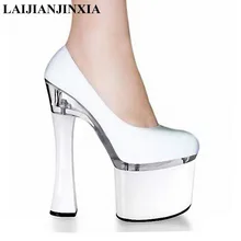 LAIJIANJINXIA/классические красные/черные/белые женские туфли на платформе на очень толстом высоком каблуке 18 см; туфли для танцев на шесте; Свадебные/вечерние туфли