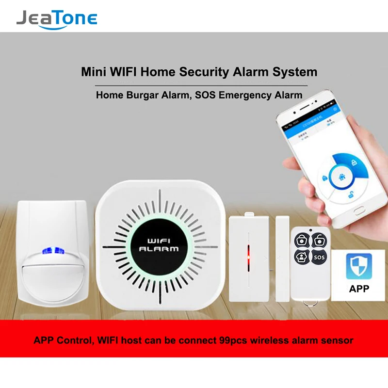 Wi-fi сигнализация для дома домашняя сигнализация наборы приложение управление Android IOS Домашняя безопасность безопасная система с PIR сенсор детектор открытия двери и окна сигнализации сенсор