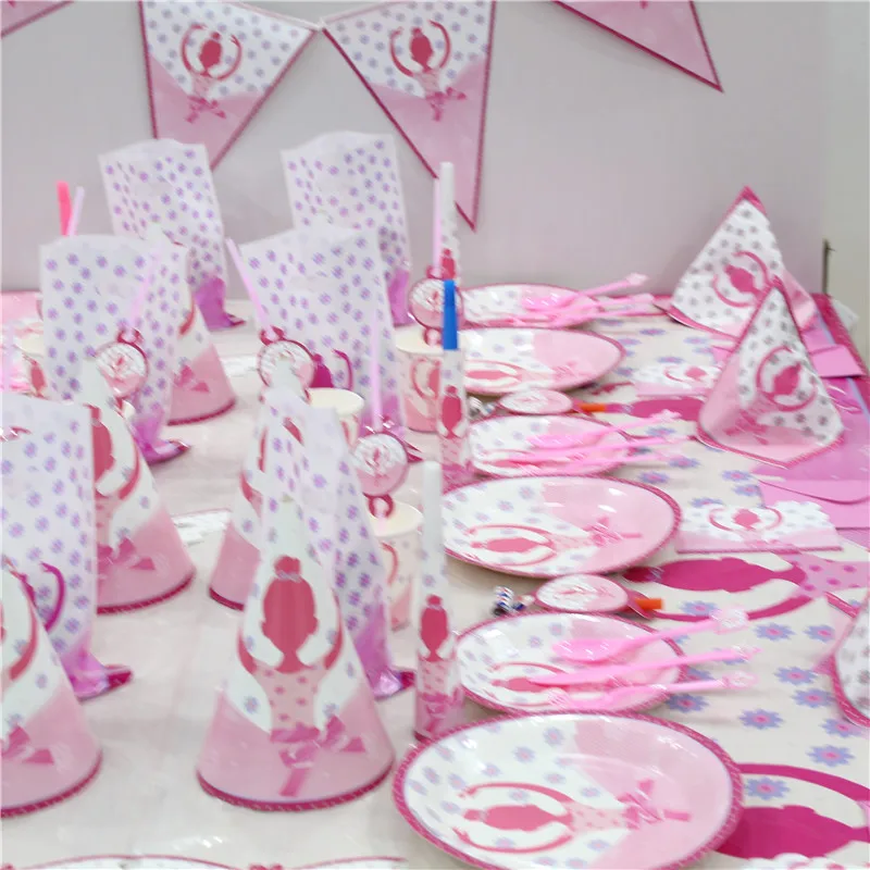 

Girl Ballet Party Disposable Tableware Children Birthday Decoration Party Supplies Holiday Tableware Cup+Tablecloth+Plate+Napkin