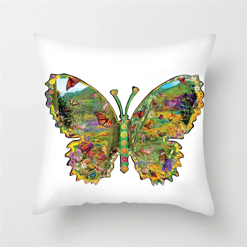 Fuwatacchi Multi Color Butterfly Cushion Cover Cute Soft Throw Pillow Cover Decorative Sofa Pillow Case Pillowcase - Цвет: PC04885