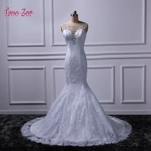 Taoo Zor High Quality Lace Mermaid Ivory/ White Wedding Dress 2017 Beaded Crystal Sequined Chapel Train Bridal Gown Custom Size