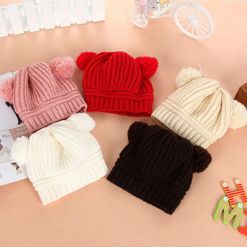 Модная брендовая зимняя Осенняя вязаная одежда для новорожденных, вязаные крючком детские шапки для девочек и мальчиков, шерстяная шапка, детская шапочка, вязаный свитер для малышей