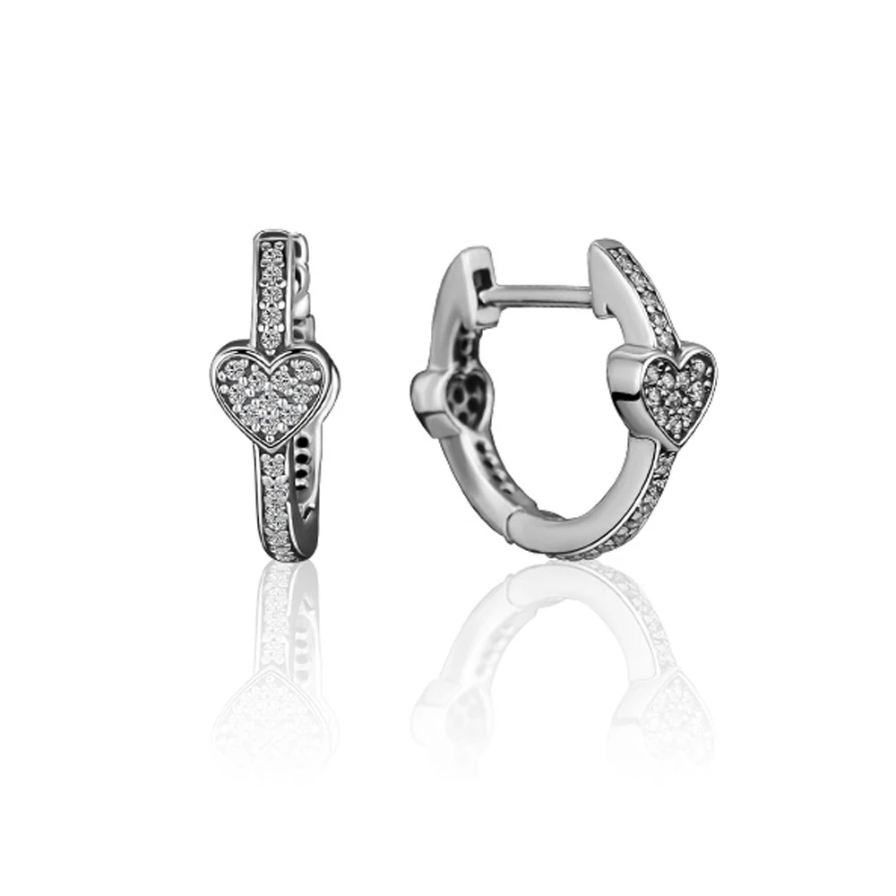 

2018 New Good Quality 925 Sterling Silver Alluring Hearts Earrings, Clear CZ Earring For Women Wedding Jewelry Making
